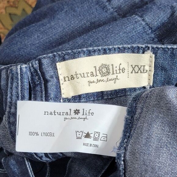 Natural Life Patti Side Slit Maxi Dress Women XXL Blue Chambray Boho Cottagecore - Picture 11 of 11